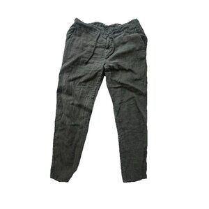Italian Made Gray Linen Pants Boho Beach Coastal Large Drawstring Campo De Fiori